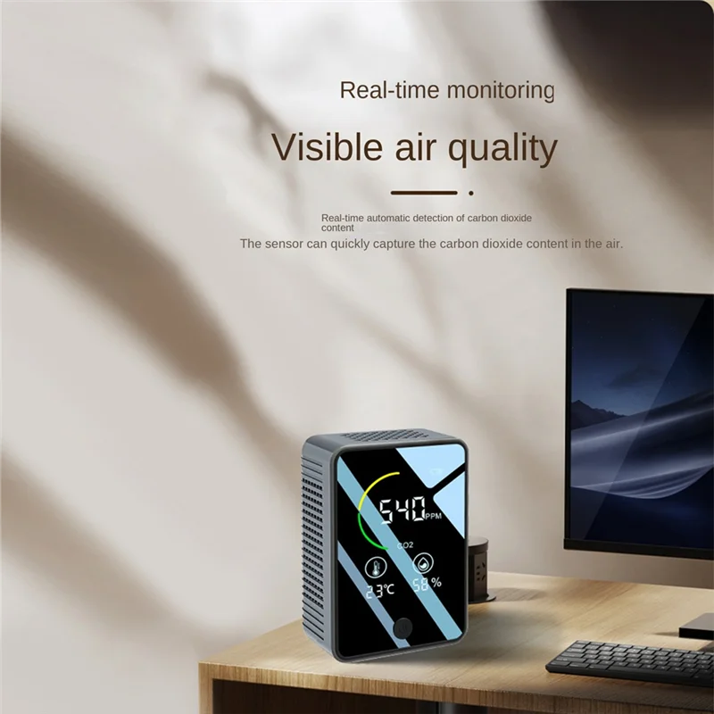 Calidad del aire portátil de dióxido de carbono AF91-3-en-1, con monitor de temperatura y humedad, para hogares y automóviles