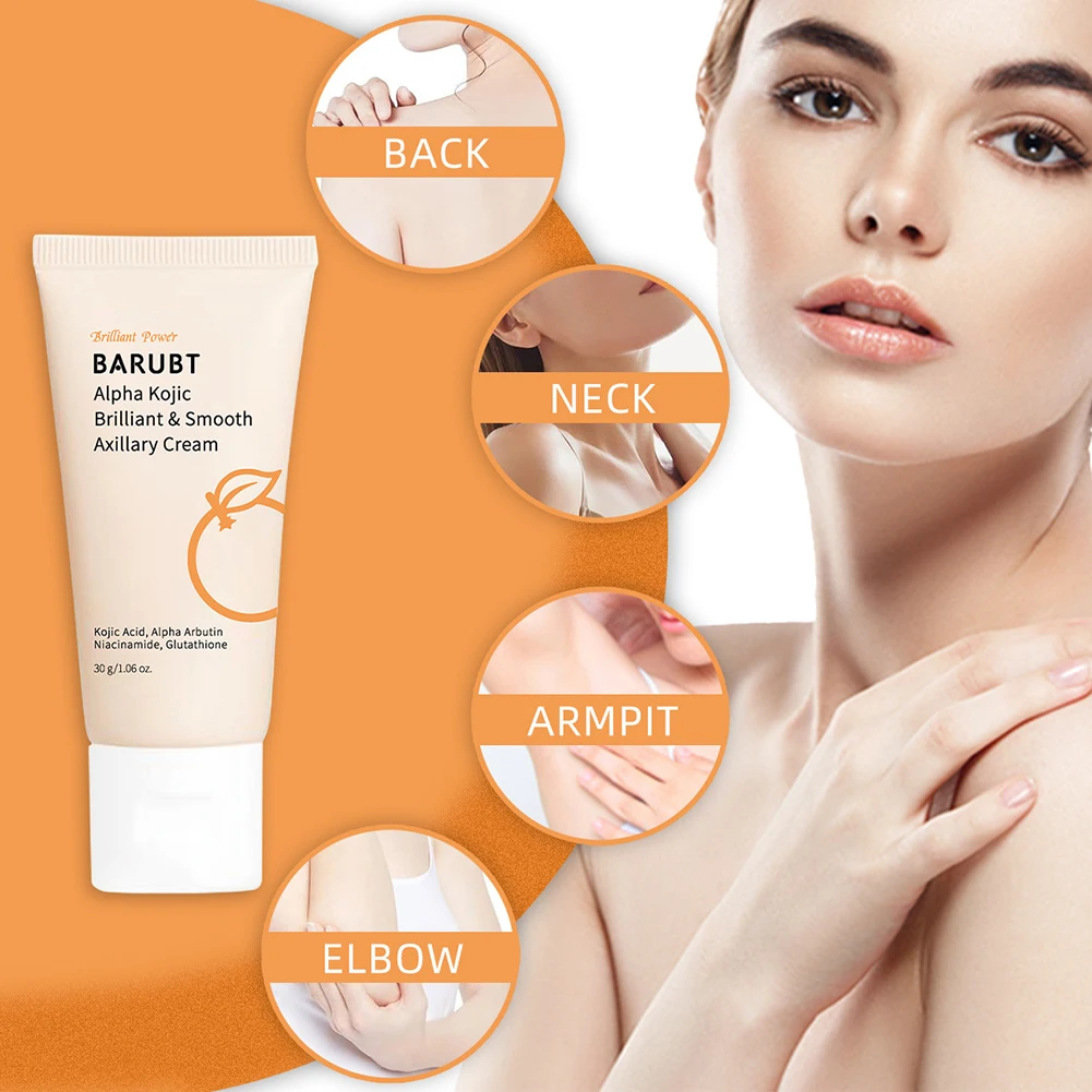 30g Underarm Whitening Cream Melanin Correcting Cream Kojic Smoothing Brightening Underarm Cream For Arm Leg Knee Elbow 1/2pcs