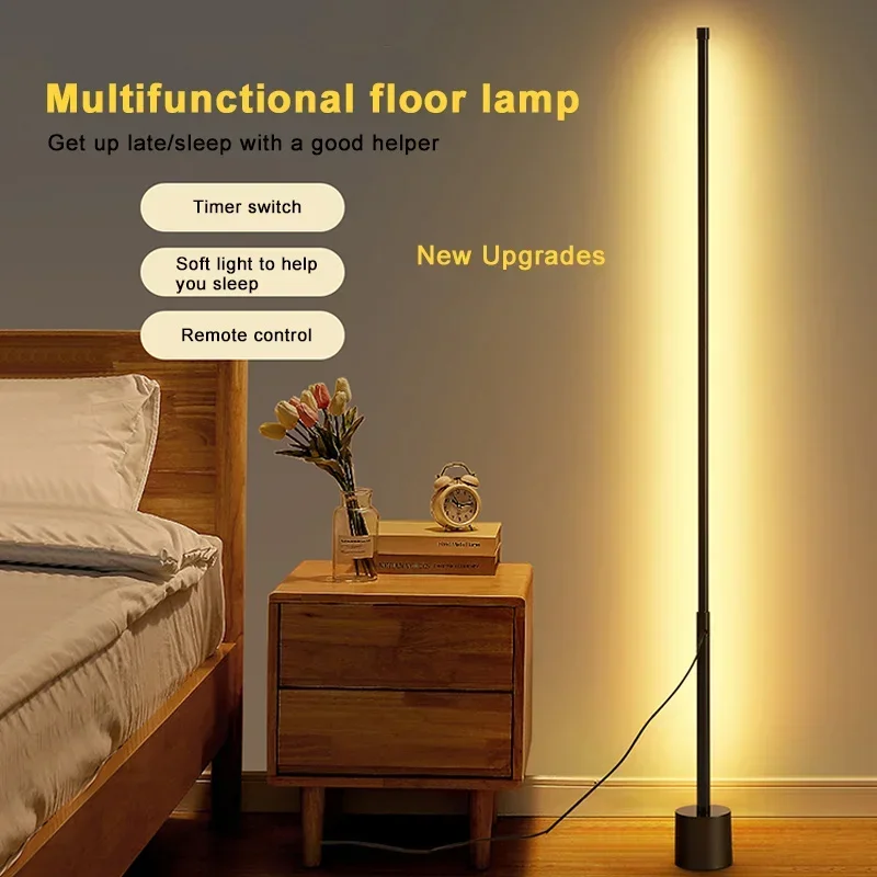 Nordic LED Floor Lamps para sala de estar, Acrílico Permanente, Wall Corner, Ambient Lighting Fixture, Iluminação Vertical, Estudo e Quarto