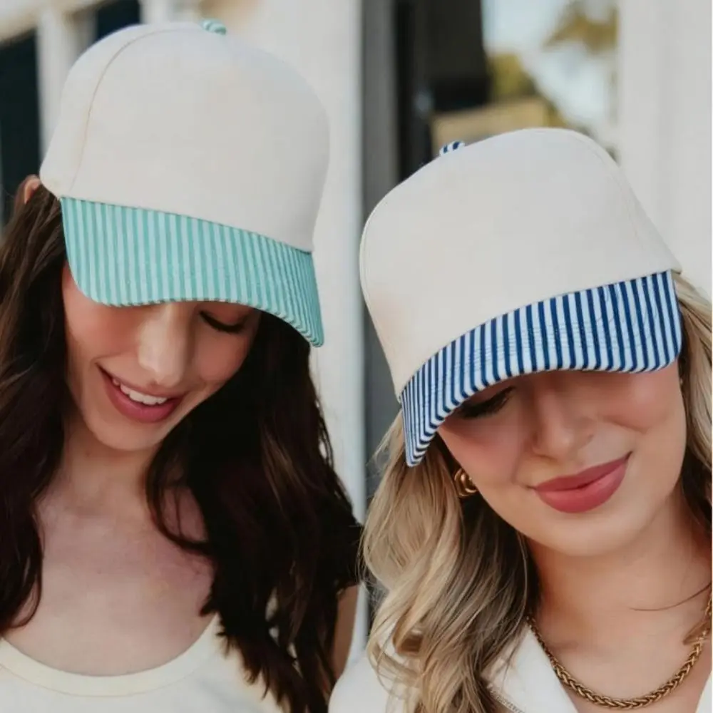 Casual Creative Polka Dot Baseball Cap Hip Hop Cotton Striped Baseball Hat Duckbill Hat Color Blocked Printed Peaked Cap Men