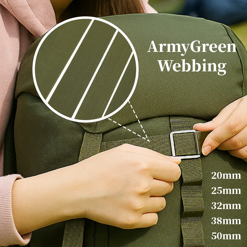 

5M 20-50mm ArmyGreen Decorative Ribbon for Sewing Shoulder Bag Straps Seatbelt Belt Sling Bias Binding Webbing Strap Materials