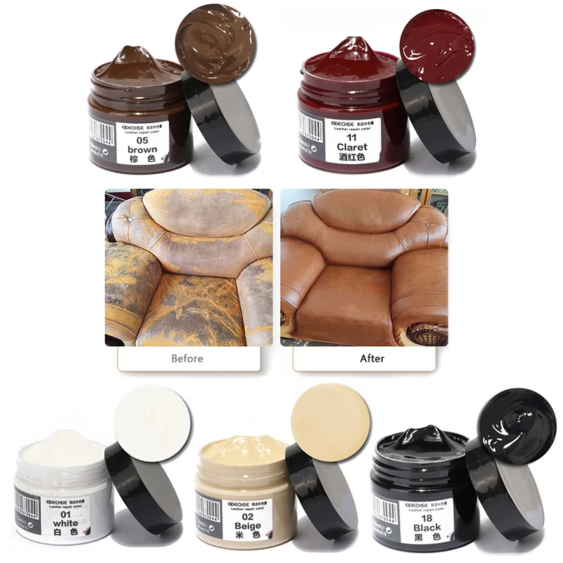 Vinyl Repair Kit Leather Paint Cleaner Auto Seat Sofa Leather Repair Car Leather  Coats Holes Scratch Cracks No Heat Liquid