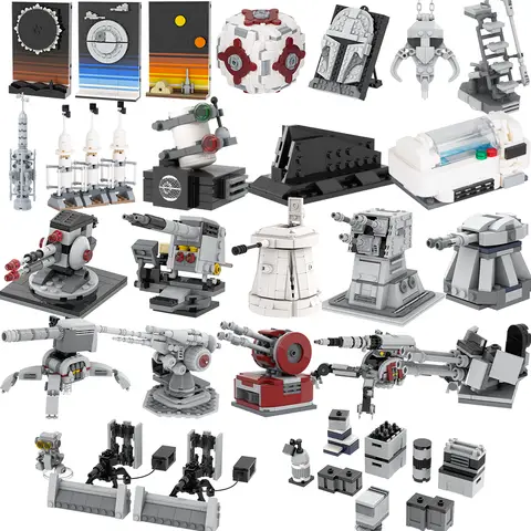 MOOXI Movie Space Wars Prop Cannon Anti-Aircraft Guns Supply Packs Adult Building Blocks Set MOC Brick Model Kit DIY Diorama Toy