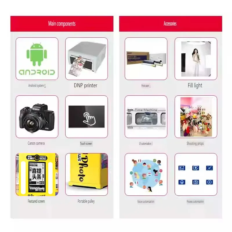 Dola Photo Booth Photobooth Printer Peralatan Layanan Komersial Dengan Software Logo Shell Mesin Penjual Otomatis