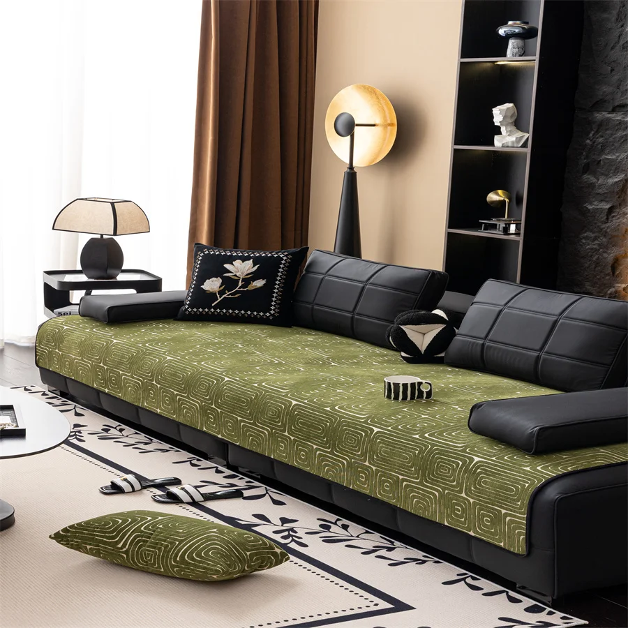 New Four Seasons Universal Printed Washed Sofa Cushion Korean Style Wave Edge Non-Slip Sofa Cover Cloth Towel