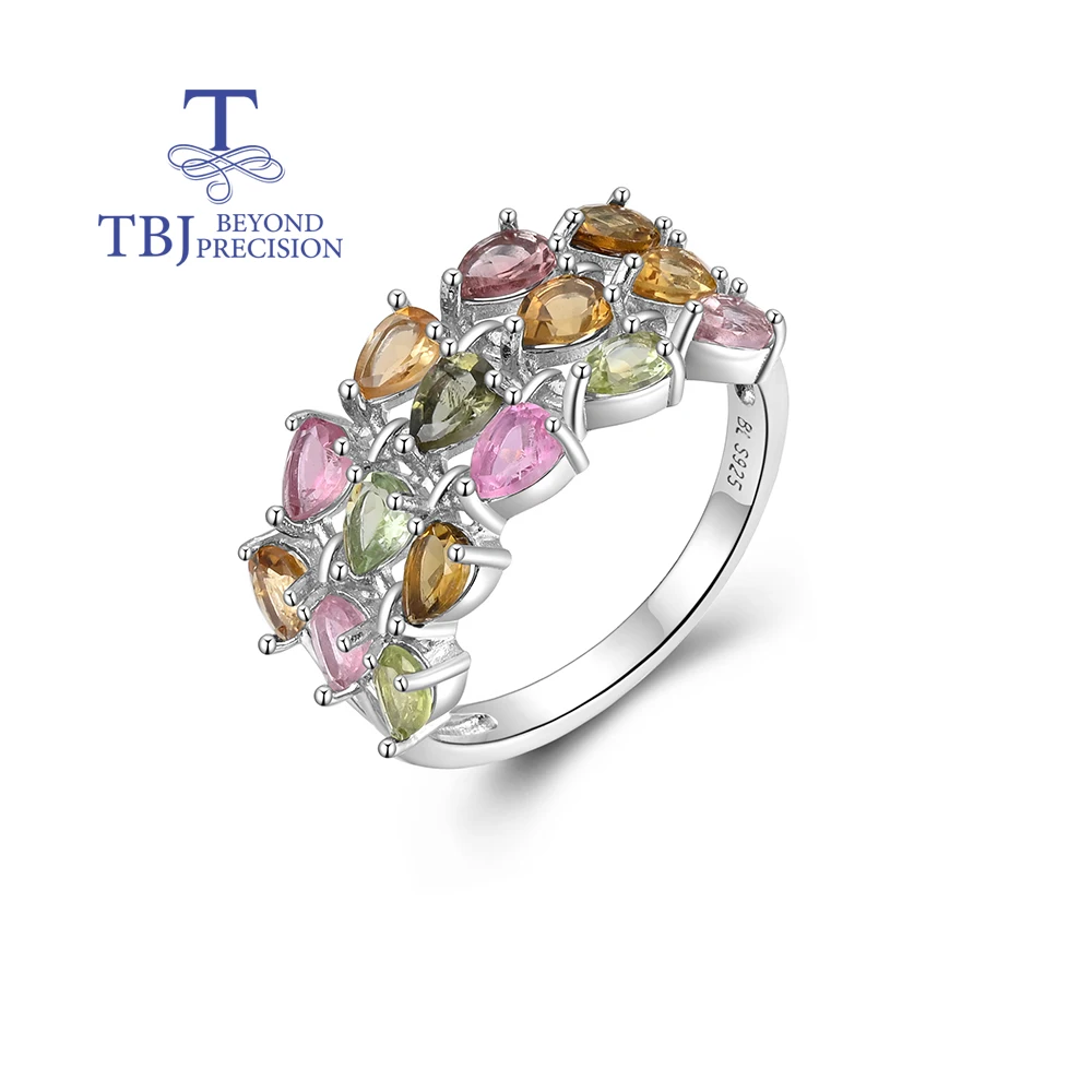 

Luxury natural multi-colored tourmaline Ring S925 silver light luxury trend women engagement & Banquet & anniversary wear gift