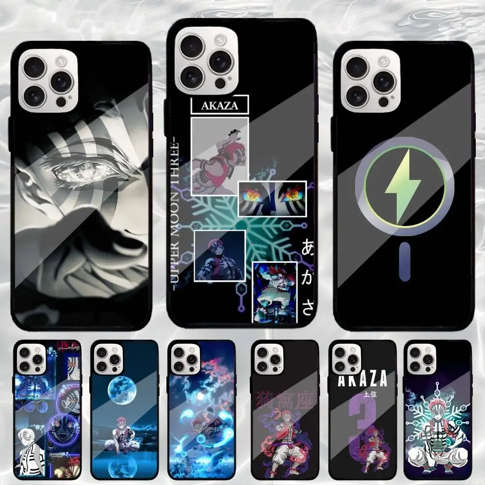

D-Demon A-Akaza S-Slayer Phone Case For iPhone17,16,15,14,13,12,11 Plus,Pro Max Magnetic Magsafe Wireless Charging