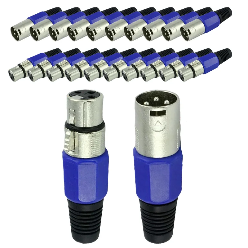 

5/20/100PCS Blue 3Pin Three-core Swiss XLR Male And Female Wiring Line Plug 3-Core Card Faucet Microphone Connector