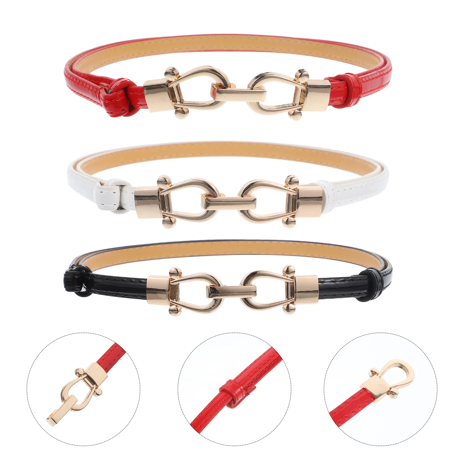 

3Pcs Dress Belts for Women PU Buckle Belts Slim Waist Belt for Jeans Pants Casual Daily Wear Women Waist Belt