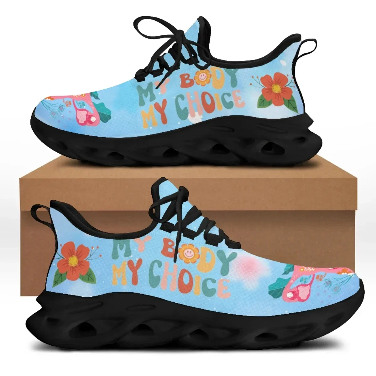 

Custom Lightweight Mesh My body my choice Shoes Woman Sneakers Custom Design Spring Lace-up Flat Footwear Ladies Flats Shoes