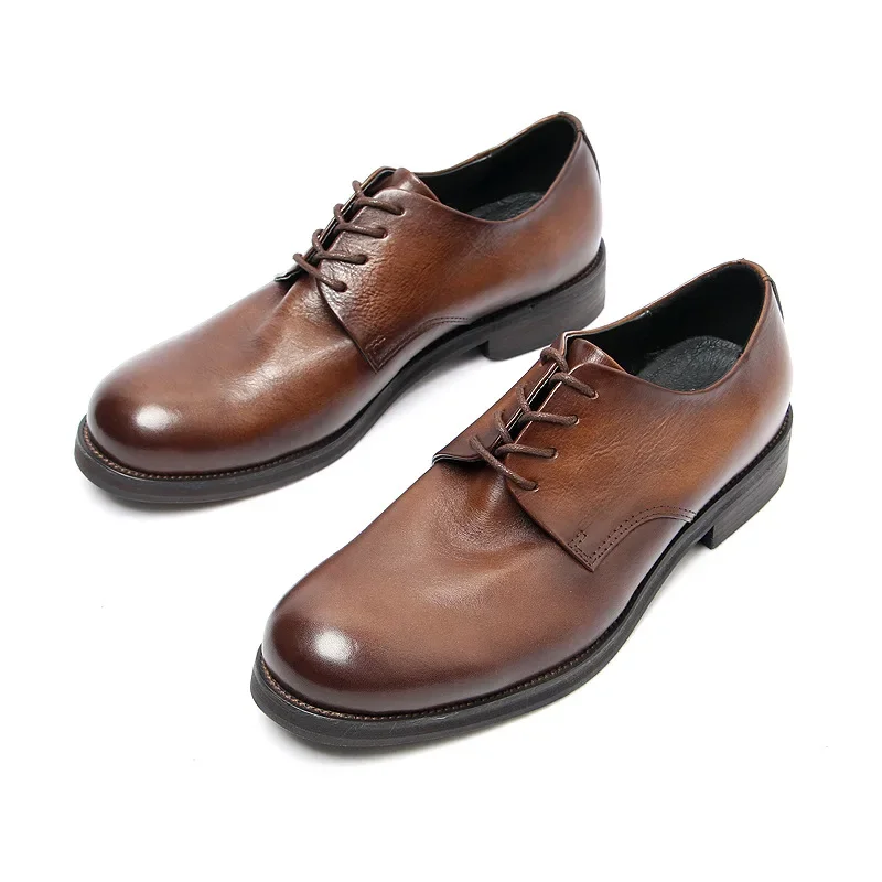 Man Moccasins British Style Round Toe Men Business Formal Dress Genuine Leather Shoes Vintage Gentlmen Wedding Oxford Shoes