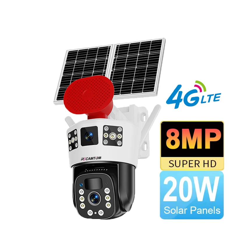 

Dual Lens 4K Outdoor AI Automatic Tracking 4G Wireless Solar Security Camera with Two-Way Voice Smart CCTV