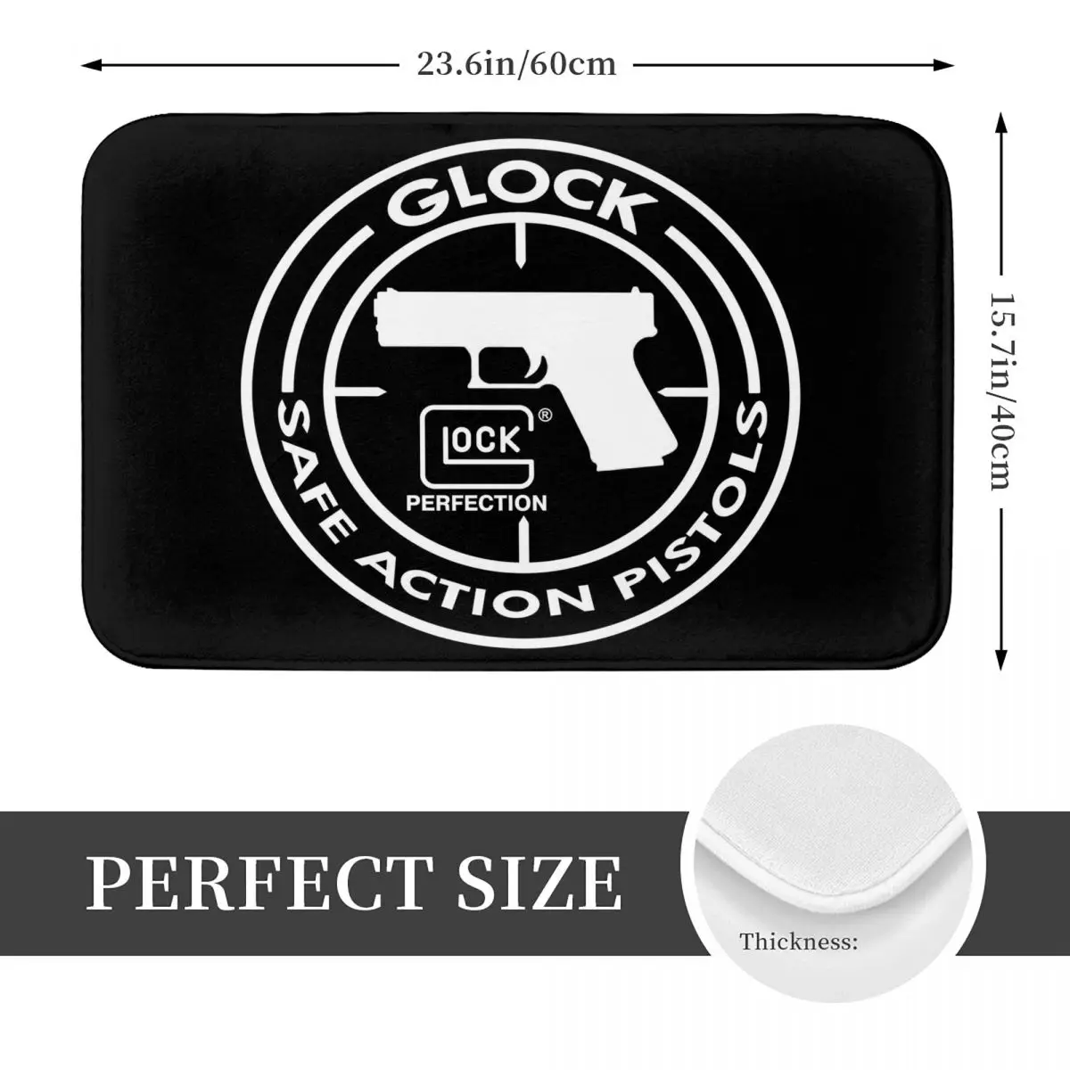 Glock USA Handgun Non-slip Doormat Floor Mat Durable Carpet Rug for Kitchen Entrance Home Balcony Footpad Mats