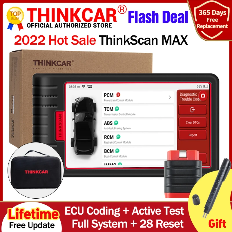 THINKCAR ThinkScan Max Automotive Diagnostic Tools Full system OBD2 Scanner AF DPF IMMO 28 Reset ECU Coding PK ThinkTool