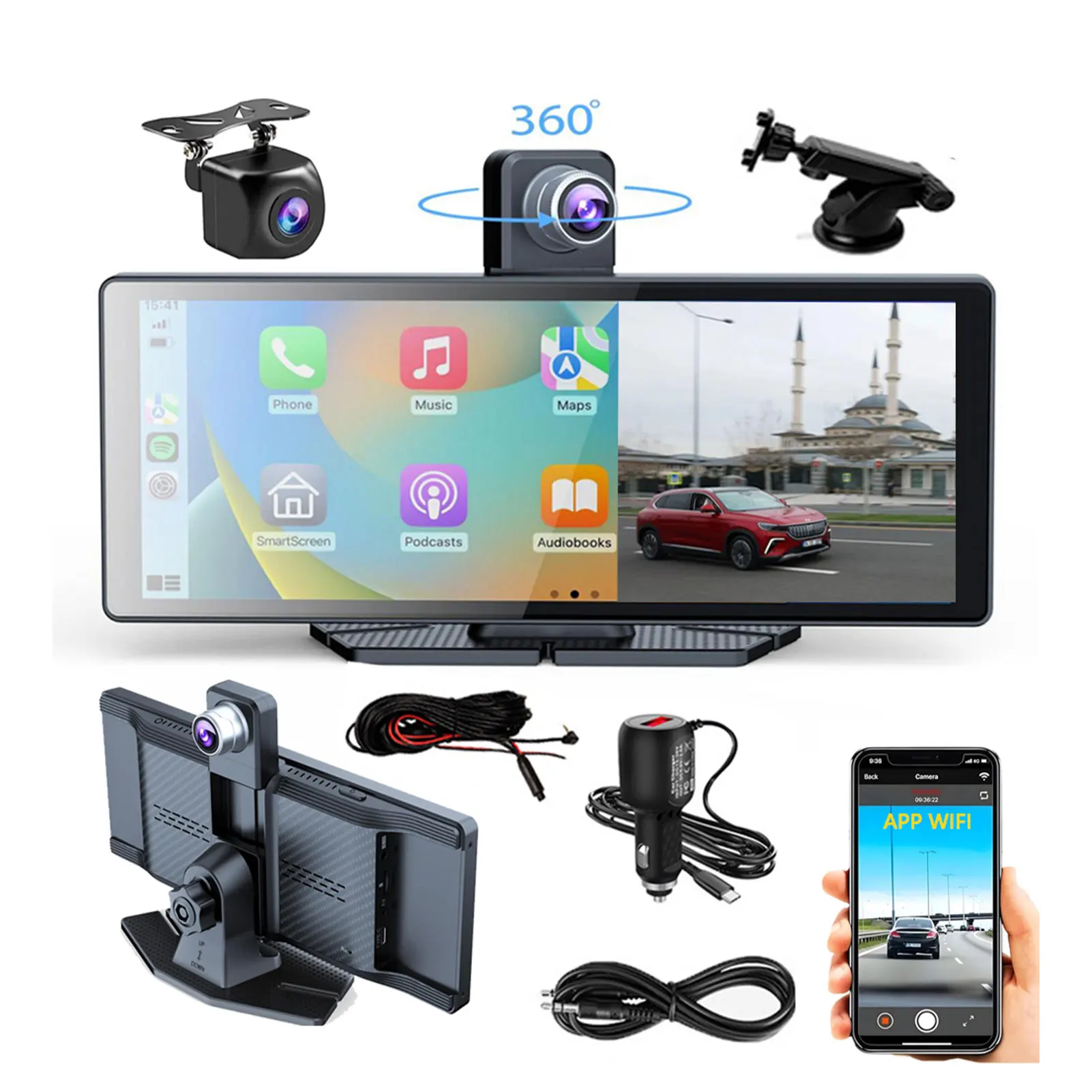 

10,26-дюймовый портативный BT Touch Srceen беспроводной Carplay Android Auto автомобильный радиоприемник для Apple или Android видео стерео универсальный