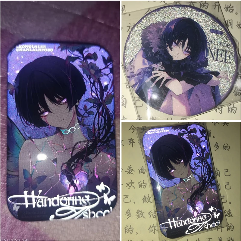 2 szt./zestaw Wanderer Kabukimono Balladee Scaramouche Hat Guy prostokątna przypinka 58mm broszka cosplay ozdoba prezent — zdjęcie 4