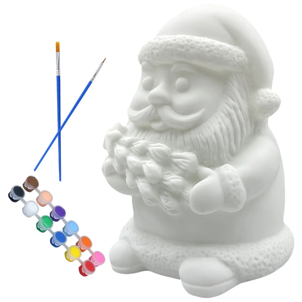 

1 set 1 Set Christmas Santa Clause Unpainted Vinyl Diy Blank Ornament For Coloring Craft With Pigment Desktop Home Decor