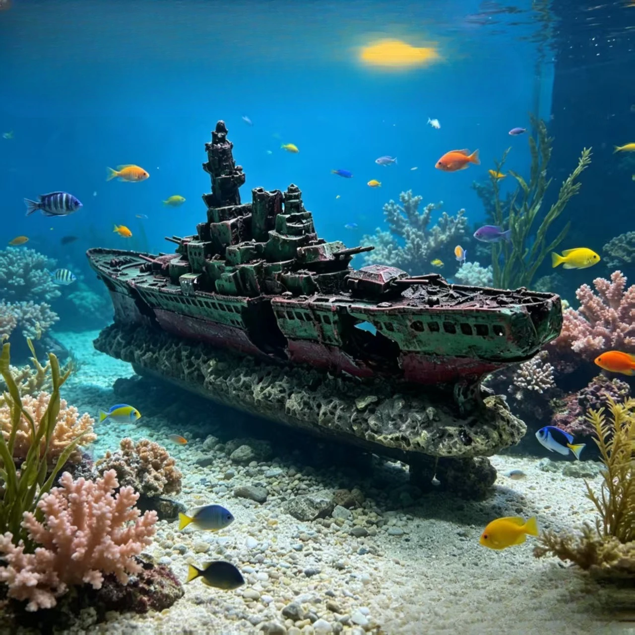 Aquarium Decoration Simulated Pirate Hollow Resin Shipwreck Pirate Ship Fish Tank Decor Ship Model Ornament Resin Aquarium Decor