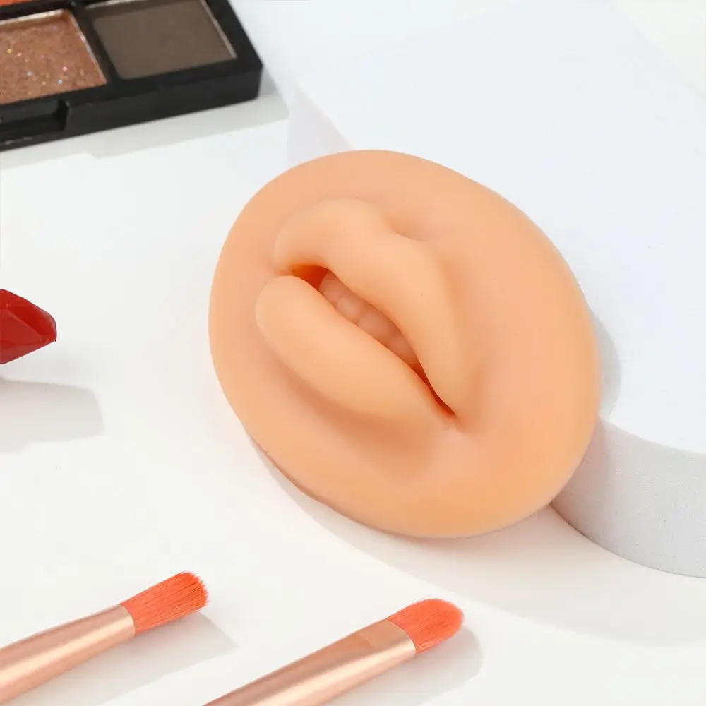 美容トレーニングアクセサリーツール初心者のためのオープン口アートメイクアーティストソフトシリコーンスキン 3D 練習リップ