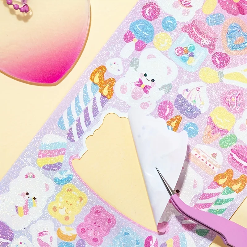 13pcs Shiny Kawaii Cartoon Animal Card Sticker Set for Collage Journaling Scrapbooking DIY Photos