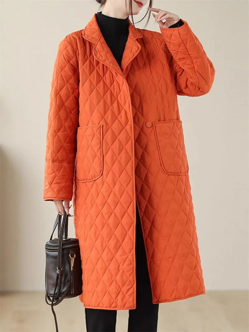 Lightweight Down Cotton Jacket For Women In Autumn And Winter Casual Warm Loose Medium Long Windbreaker Quilted Coat A292