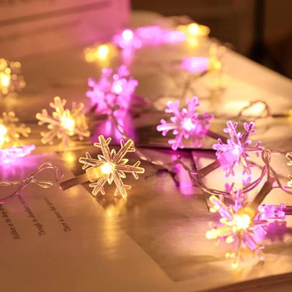 1 قطعة عيد الميلاد ندفة الثلج سلسلة أضواء LED بطارية تعمل مقاوم للماء ندفة الثلج الجنية أضواء لغرفة النوم حديقة المنزل ديكور الحفلات