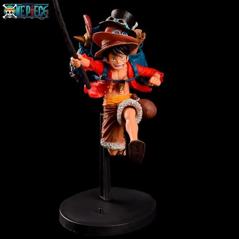 One Piece Running Backpack Luffy Ace Sabo Gk PVC Statue Action Figurine Desk Collectible Anime Model Toys Figures Gift 21cm