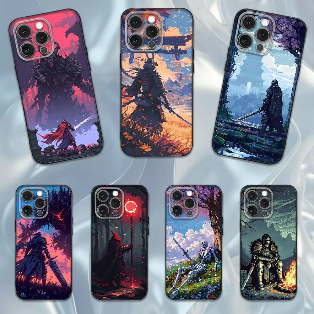 

Dark Fantasy Pixel Art Phone Case For iPhone 16e,16,15,14,13,12,11,Pro,X,XS,Max,XR,Plus,Mini Soft Black Cover