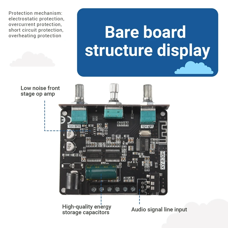 【HOT】XY-E30H 2.1 قناة بلوتوث 5.1 مضخم الطاقة الصوتي لوحة تركيبية عالية ومنخفضة 15Wx2 + 30W مضخم الصوت المتكلم