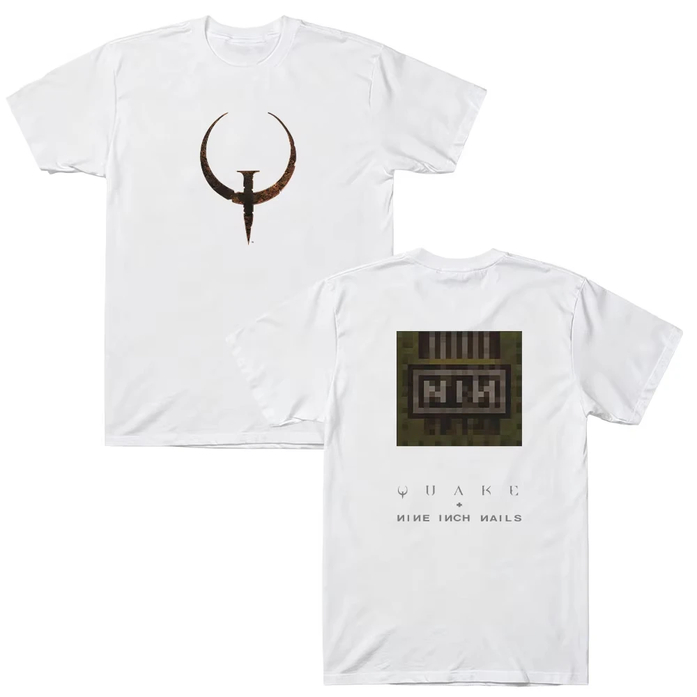 New Retro Industrial-style Gothic Pattern T-shirt with Classic Trident Symbol Print Short-sleeved Top for Street Casual Wear