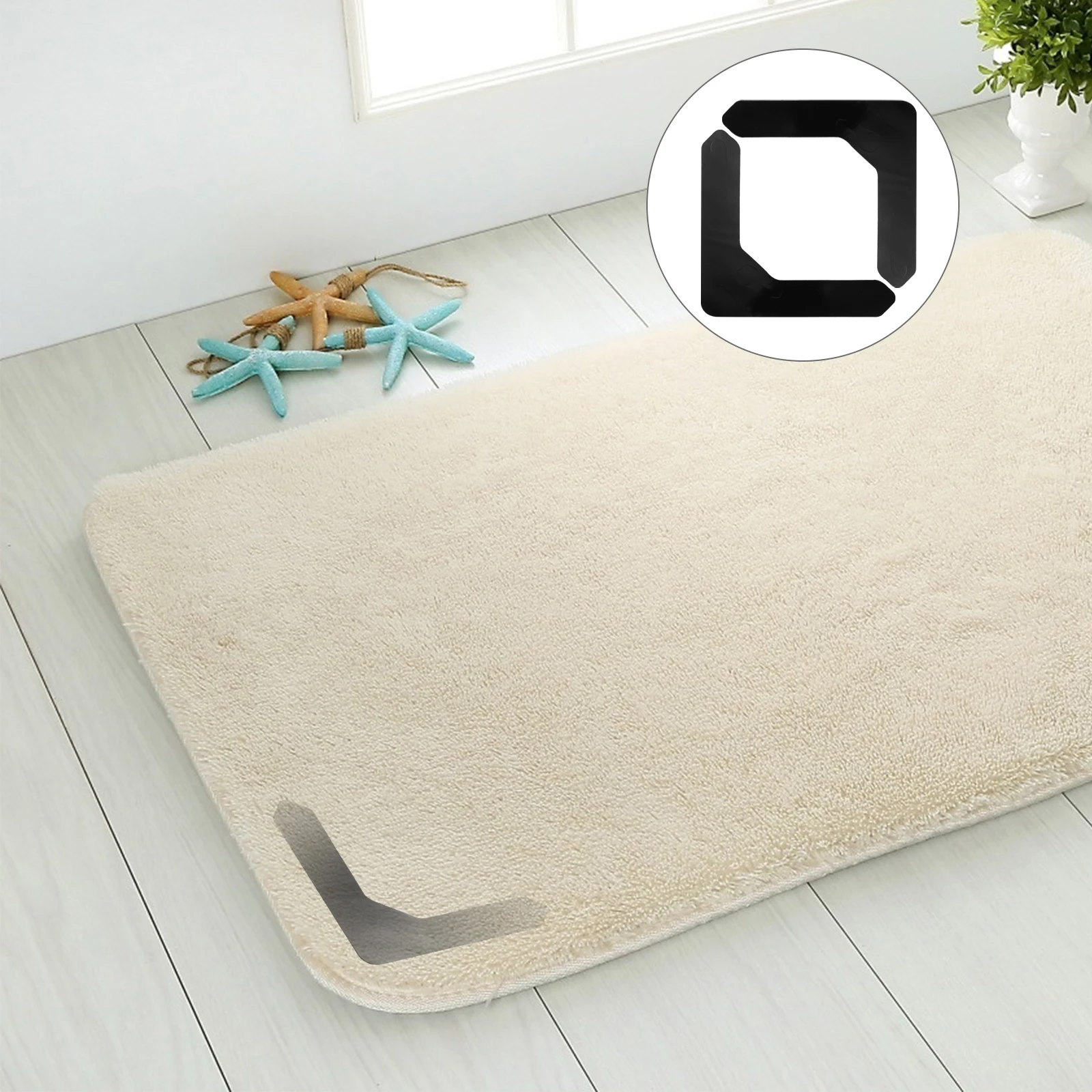 

8pcs Non-Slip Floor Carpet Stickers Anti-Skid L-Shaped Easy Install -Less Fixing Stickers Carpet Non-Slip