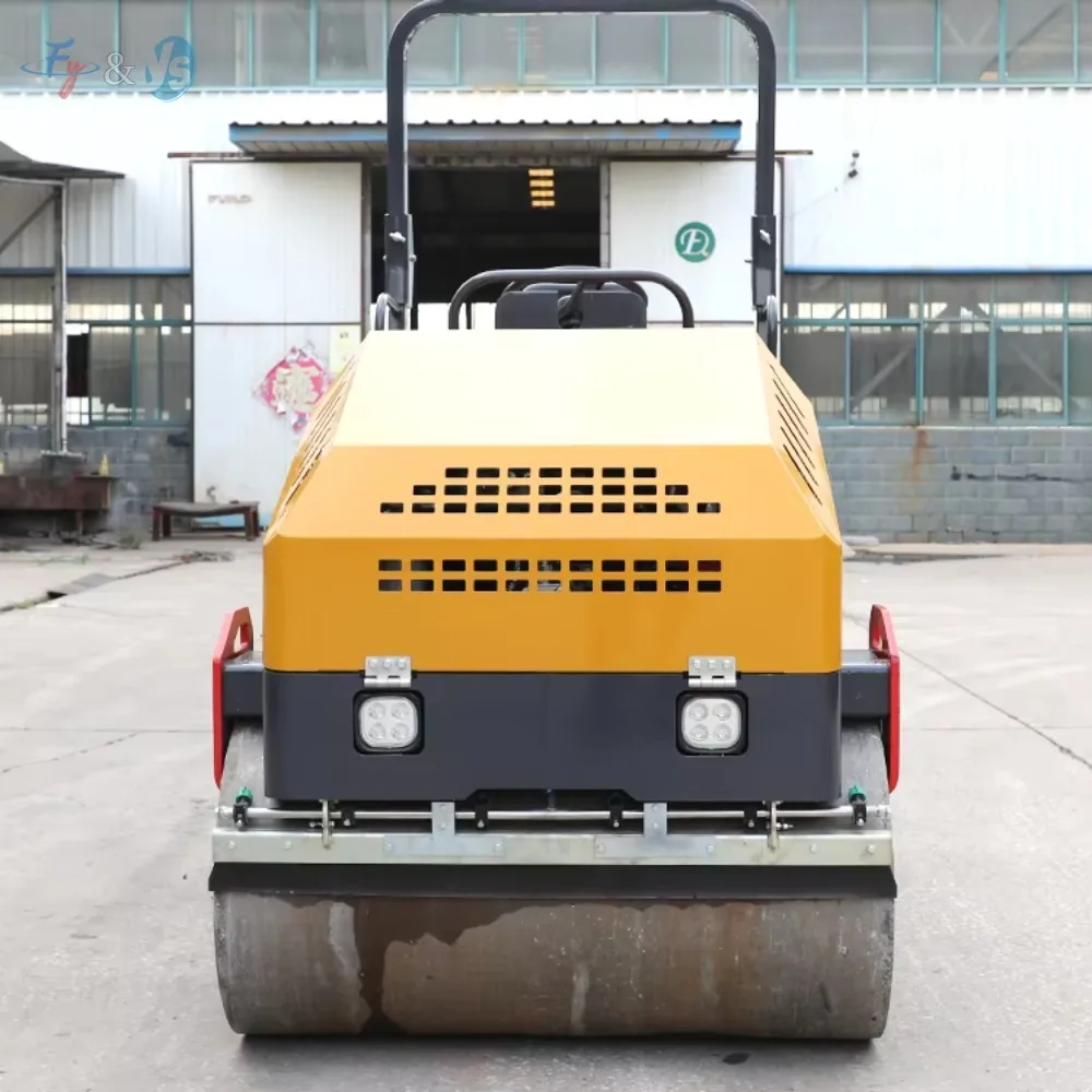 Ride-on Vibrating Road Roller – Rubber Tire Asphalt Compactor, Diesel Engine with Sunshade for Construction Projects