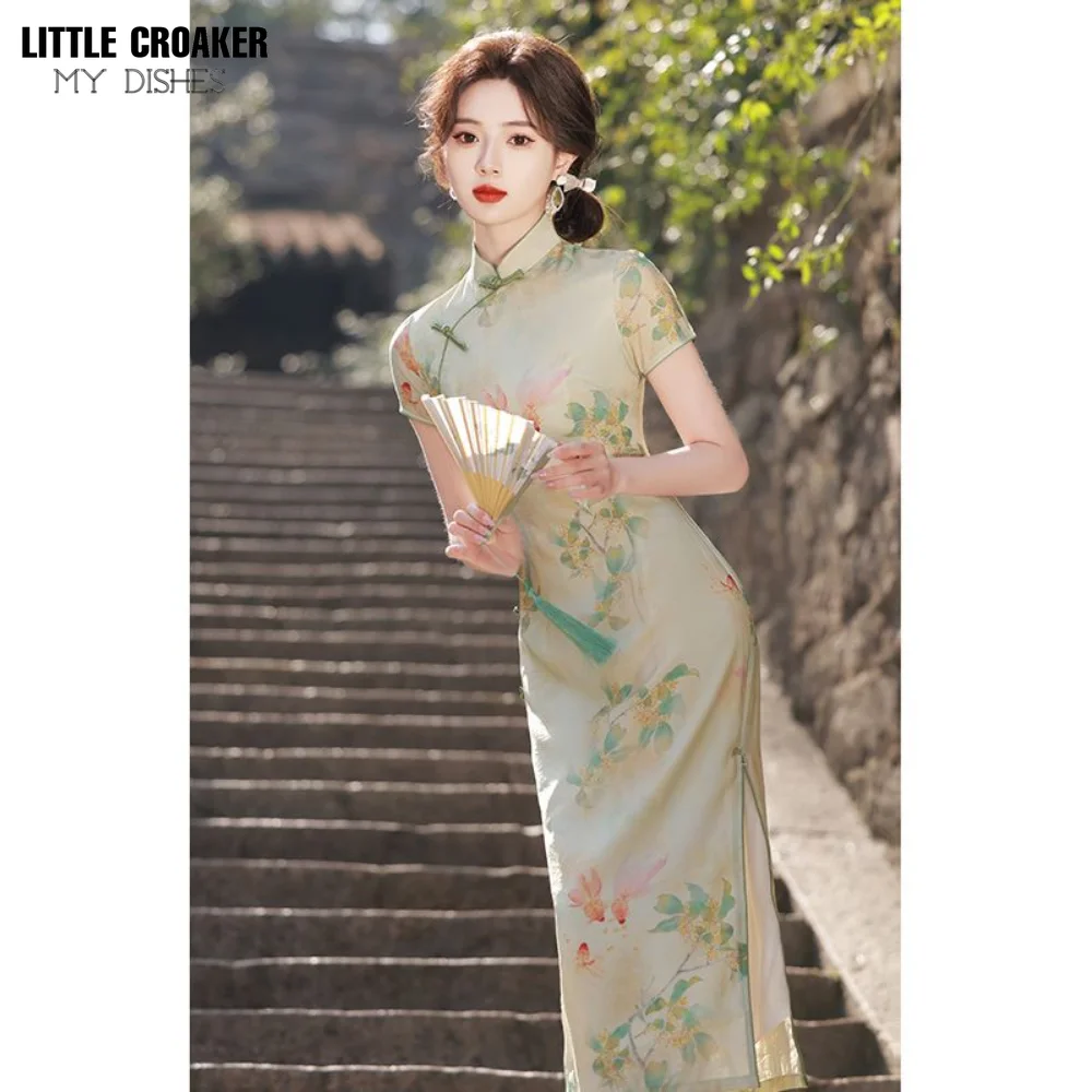 Qipao 새로운 중국 스타일 개선 여성 소녀, 청소년 스타일, 데일리 웨어러블, 대학 입시 시험용, 여름 신상 2023