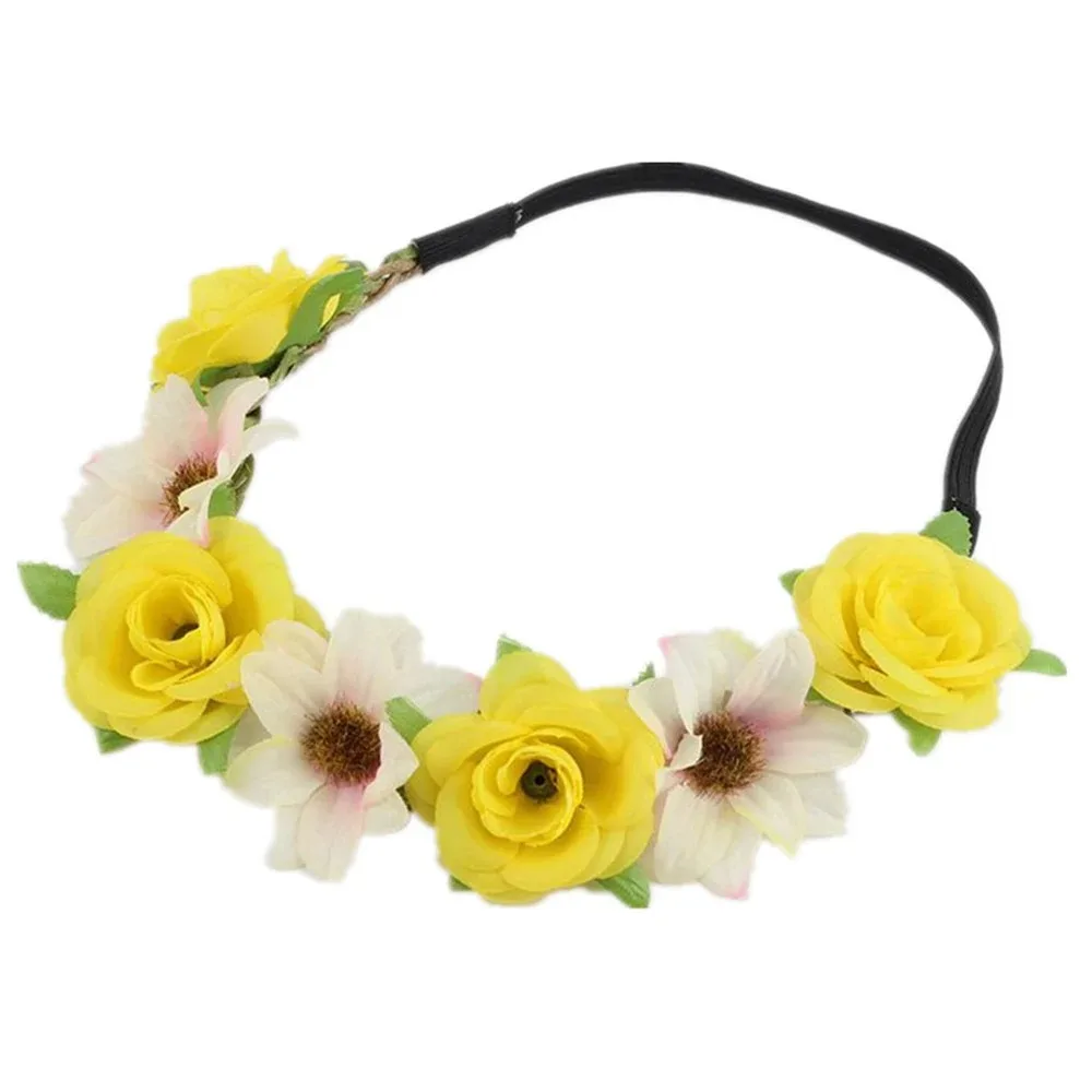 Practical Polyester Floral Headband Flower Elasticity Hairband Accessories Princess Wreath