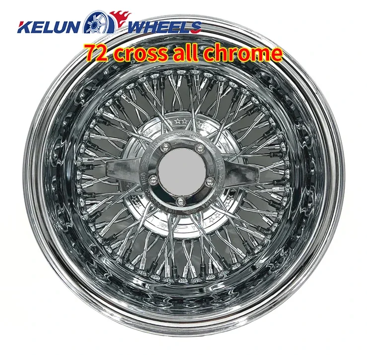 Lowrider 13x7 Reverse 100 Straight Lace Spokes Chrome Wire Wheel Rims forged wheels  Zenith wire wheel