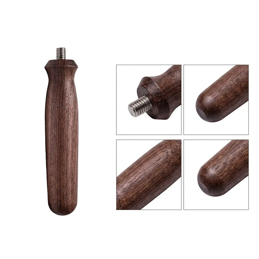 1Pc 6.18×1.22inch Solid Walnut Grip Thread Coffee Filter Holder Replacement Handgrip Coffee Maker Upgrade Fitting Home Accessory