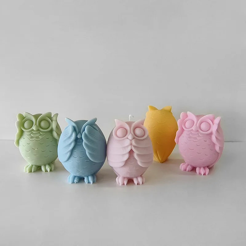 3D Cartoon Owl Silicone Mold DIY Aroma Candle Plaster Ornaments Mould Cute Animal Owl Handmade Soap Candle Making Supplies