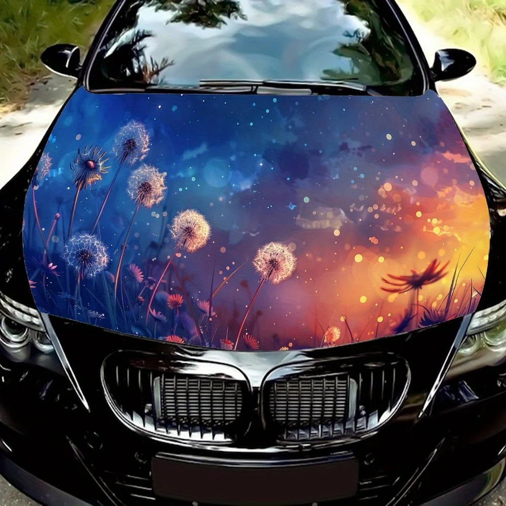 

Easy-to-install Dandelions pattern Car hood film, stickers - car vinyl wraps, bubble-free design, Waterproof, cleanable and conv