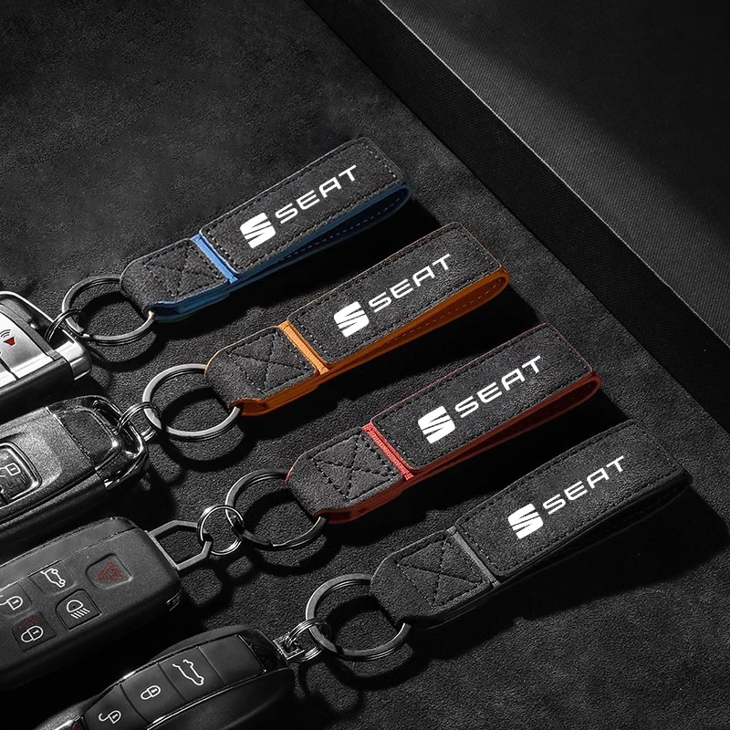 Suede Leather Car SEAT Logo Keychain Key Rings Accessories For Seat Ibiza FR Ateca Altea Leon Alhambra Exeo Arona Toledo Cupra