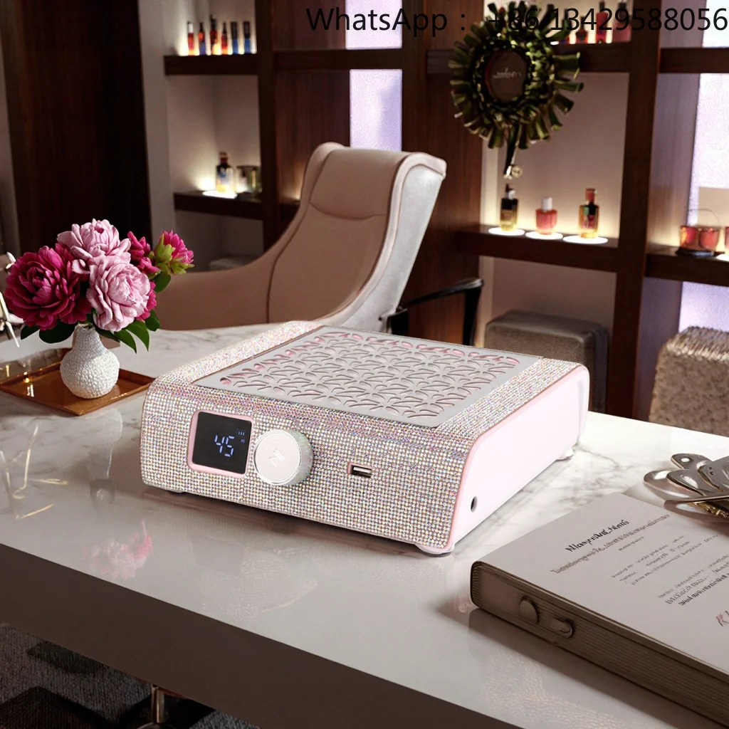Mibeauty New Professional Diamond High Power 85W Vacuum Cleaner Nails Dust Collector With Rhinestones for Beauty Salon