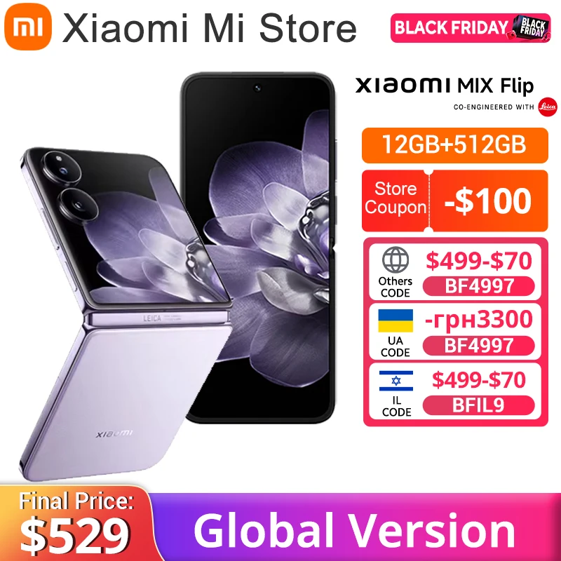 Xiaomi MIX Flip Global Version  Snapdragon 8 Gen 3 NFC 67 W Hyper Charger 12GB 512GB Leica 50MP Camera 6.86" 120Hz Display