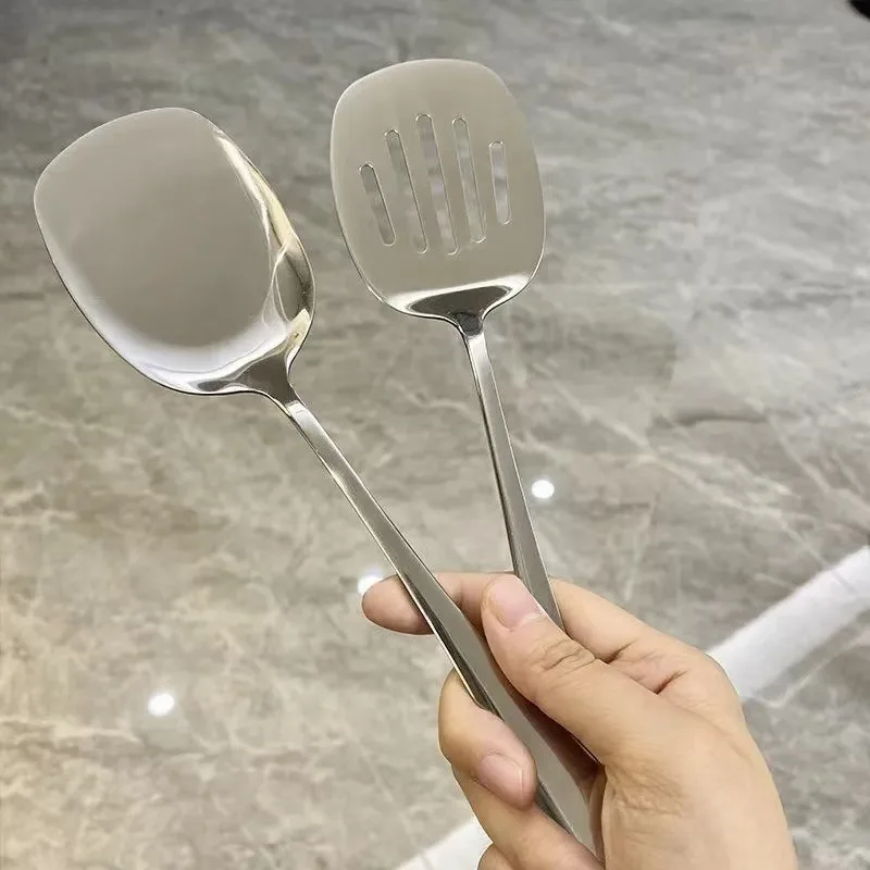 1/2 Pcs Stainless Steel Spatulas Set, Metal Spatula Solid & Slotted for Kitchen Use Cooking Utensils for Fish Eggs Pancakes
