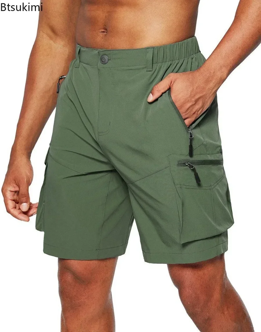 Zomer Sneldrogende Cargo Shorts Heren Camping Wandelen Outdoor Casual Sport Korte Broek Multi-Pockets Ontwerp Werk Shorts Voor Heren