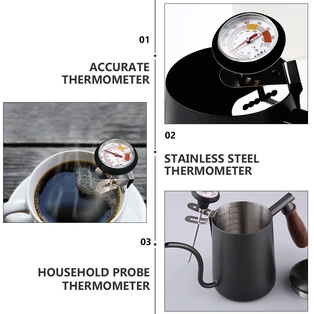 

1Set Stainless Steel Temperature Meter Clip Set Thermometer for Food Water Bbq Accurate No Required