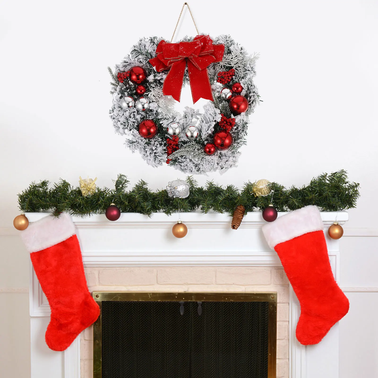 

1Pcs Artificial Christmas Wreath Decoration Premium Material Door Hanging Decor Indoor Outdoor Festival Garland Pendant Xmas