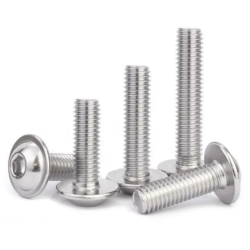 

M5 M6 M8 304 SS Hex Socket Button Head Flange Screws / Full Thread Allen Bolts with Collar Washer for Automotive & Marine Use