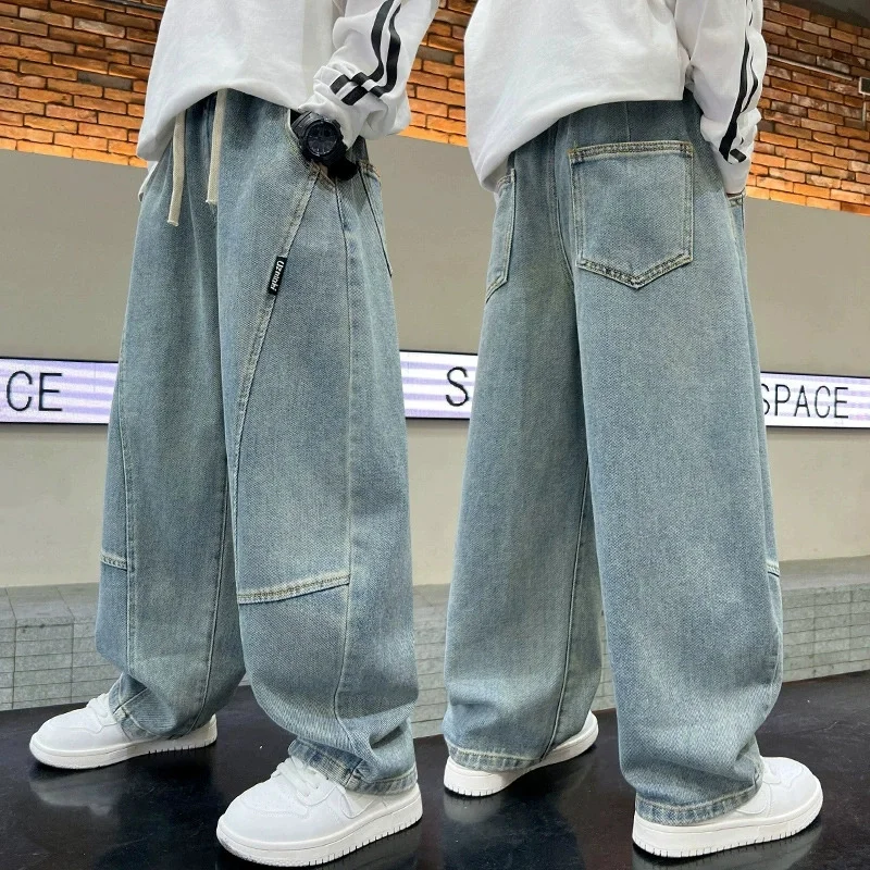 

Boys Jeans Autumn Fashion Trousers Children Loose Casual Pants Spring New Solid Straight Trousers Children's Clothing 5-14 Years