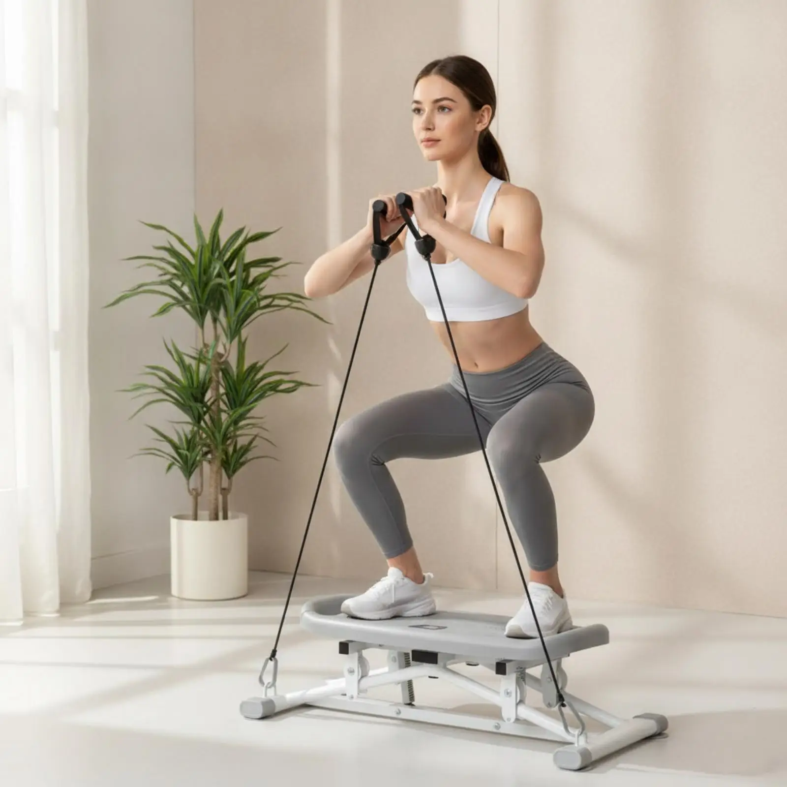 安定したベースを備えたフィットネスステッパー、ディスプレイ付きスキートレーナー、室内での脚と体幹部のトレーニング用