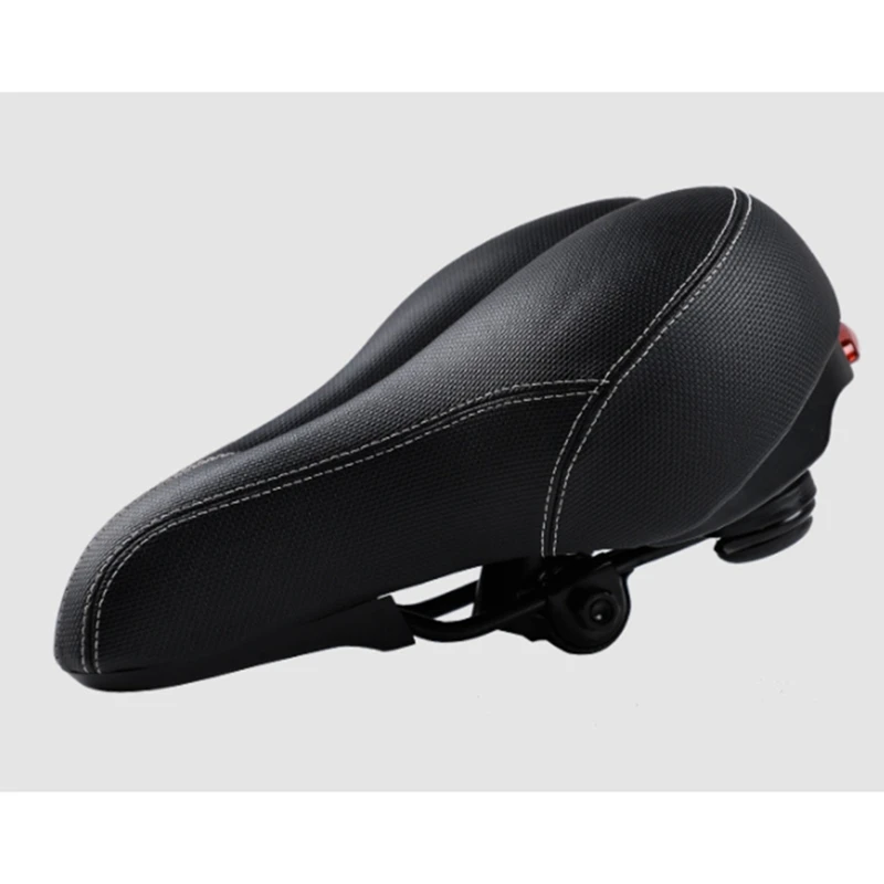 Comfortable Men Women Bike Seat,Wide Bicycle Saddle,Tail Lights,Waterproof,Soft Breathable Double Spring Design