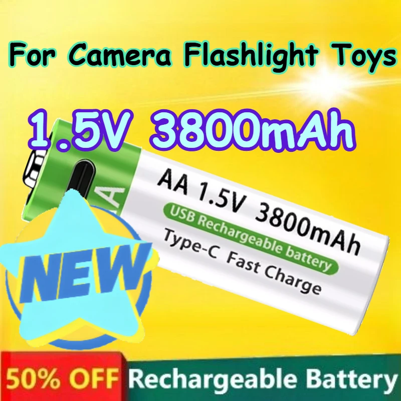

Аккумуляторы литиевые перезаряжаемые AAA 1.5В 3800мАч (4-12 шт.) для фотоаппаратов, фонариков, игрушек, быстрая зарядка USB-C